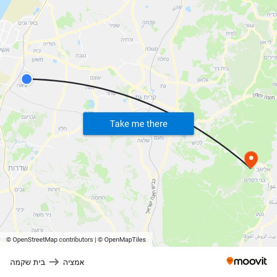 בית שקמה to אמציה map