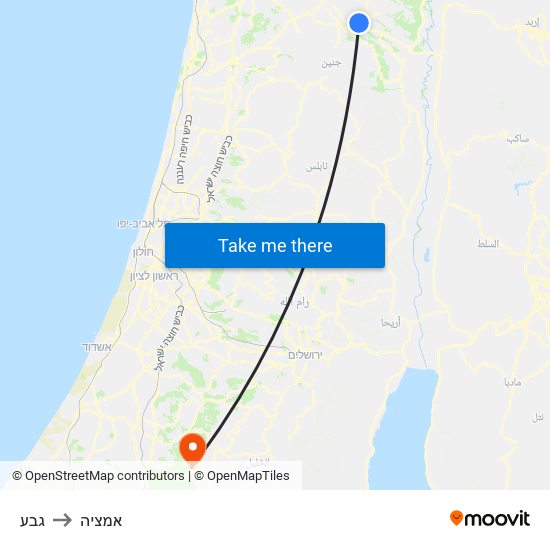 גבע to אמציה map