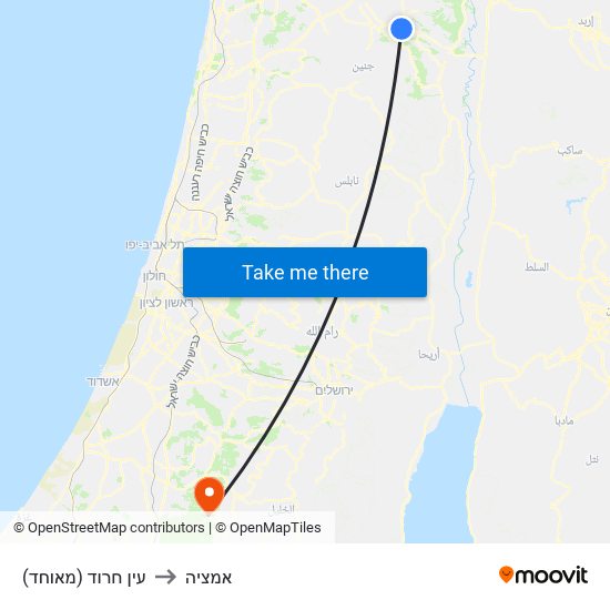 עין חרוד (מאוחד) to אמציה map