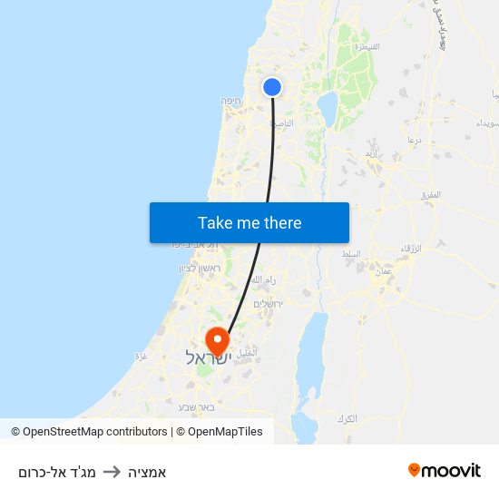 מג'ד אל-כרום to אמציה map