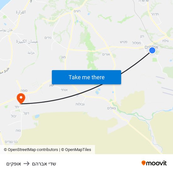 אופקים to שדי אברהם map