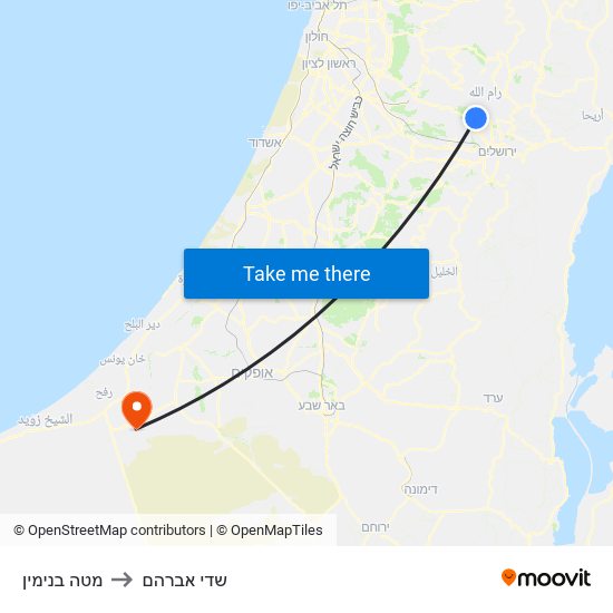 מטה בנימין to שדי אברהם map