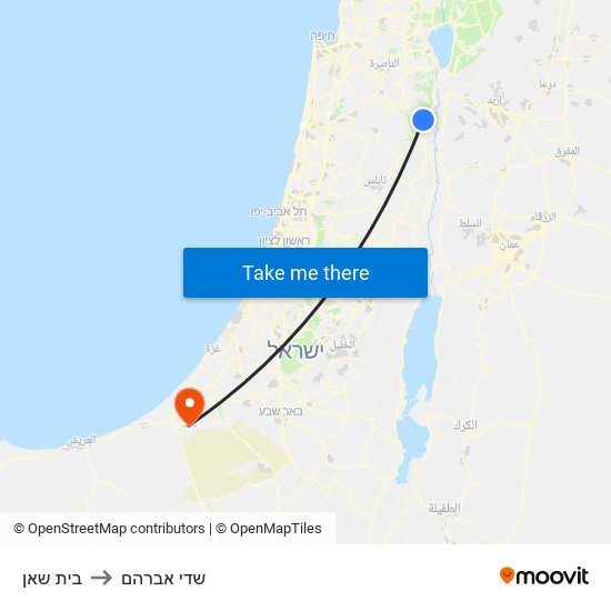 בית שאן to שדי אברהם map