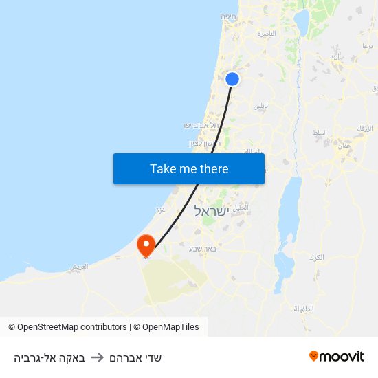 באקה אל-גרביה to שדי אברהם map