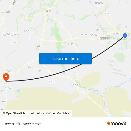 תפרח to שדי אברהם map