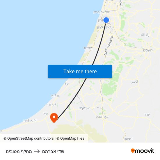 מחלף מסובים to שדי אברהם map