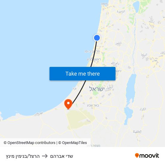 הרצל/בנימין מינץ to שדי אברהם map