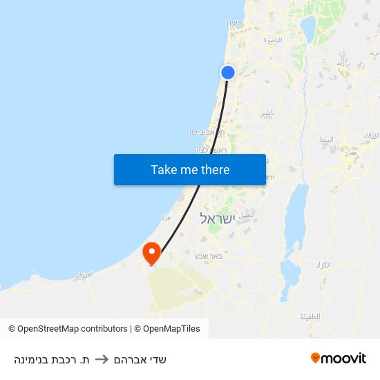 ת. רכבת בנימינה to שדי אברהם map