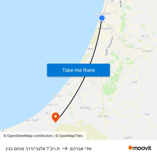 ת.רק''ל אלנבי/דרך מנחם בגין to שדי אברהם map