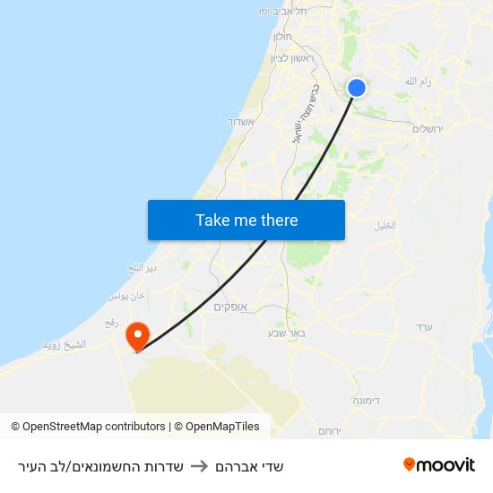 שדרות החשמונאים/לב העיר to שדי אברהם map