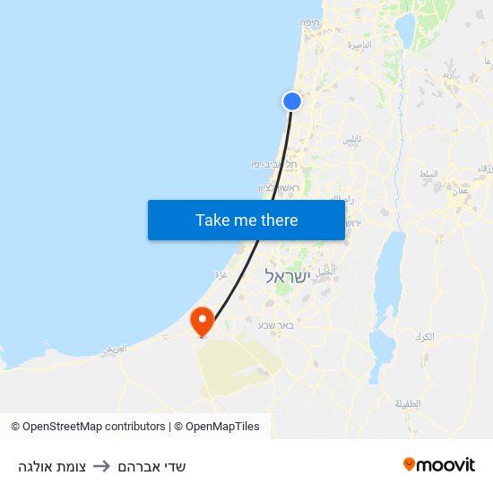 צומת אולגה to שדי אברהם map