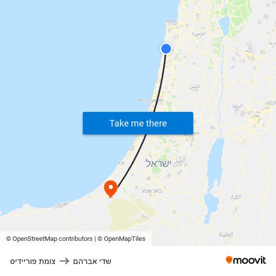 צומת פוריידיס to שדי אברהם map