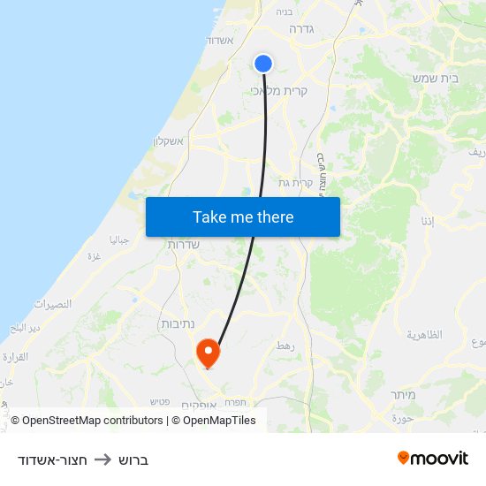 חצור-אשדוד to ברוש map