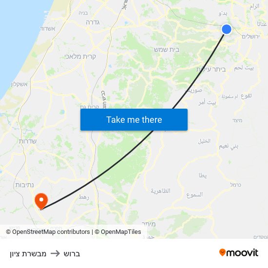 מבשרת ציון to ברוש map