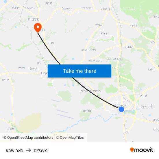 באר שבע to מעגלים map