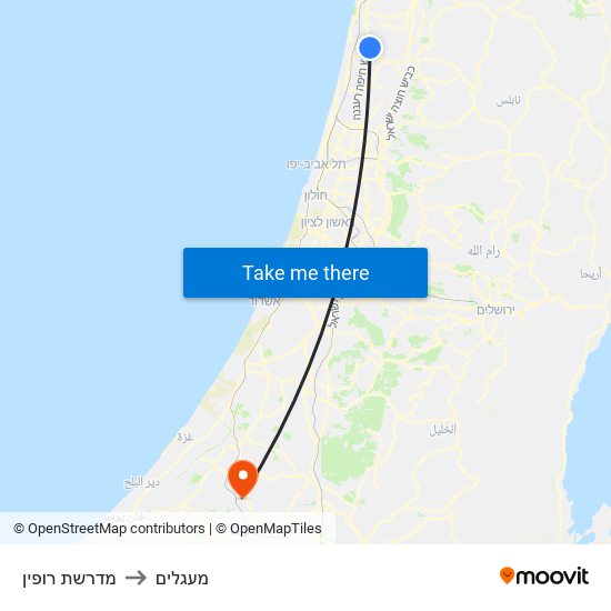 מדרשת רופין to מעגלים map