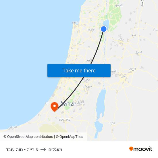 פורייה - נווה עובד to מעגלים map