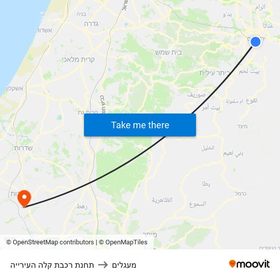 תחנת רכבת קלה העירייה to מעגלים map