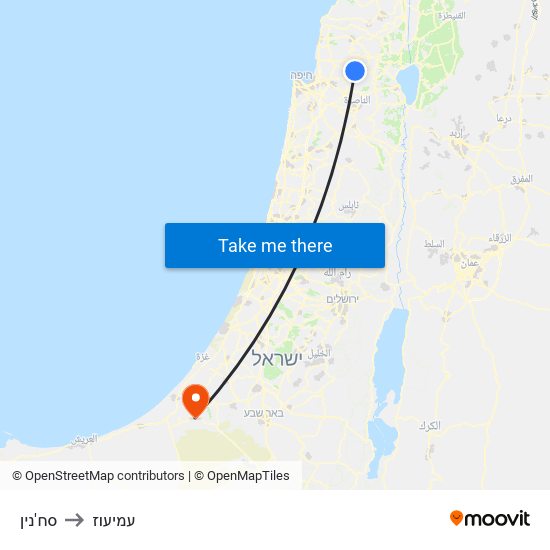 סח'נין to עמיעוז map