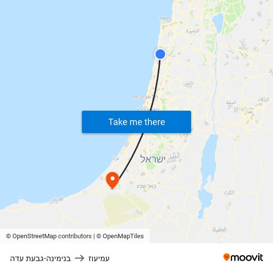 בנימינה-גבעת עדה to עמיעוז map