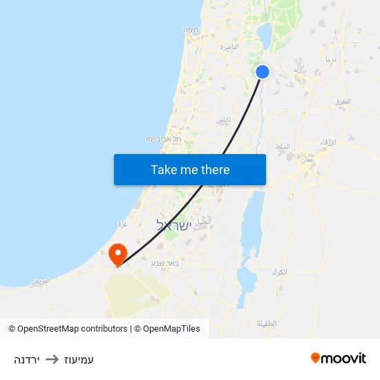 ירדנה to עמיעוז map