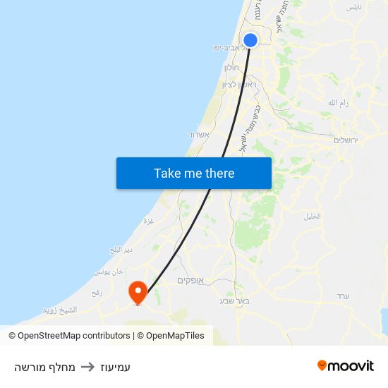 מחלף מורשה to עמיעוז map