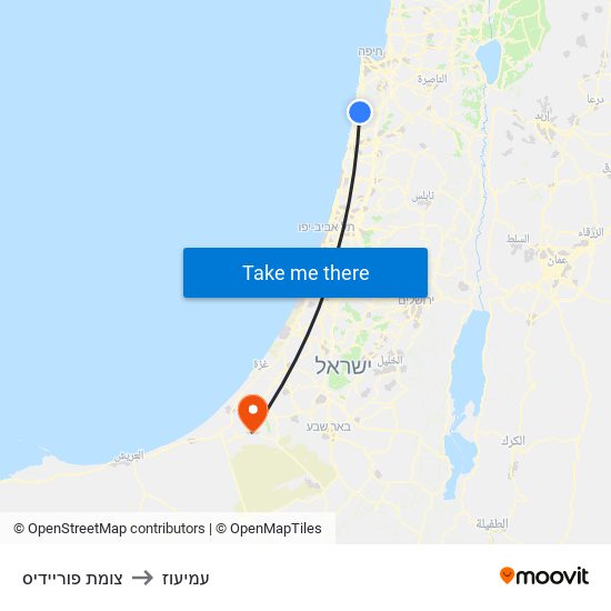 צומת פוריידיס to עמיעוז map