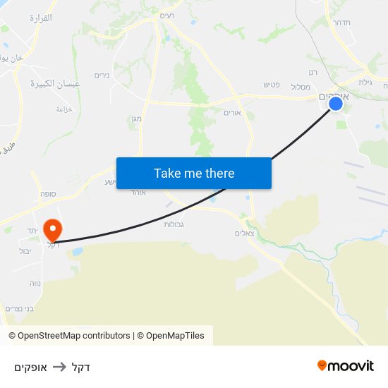 אופקים to דקל map