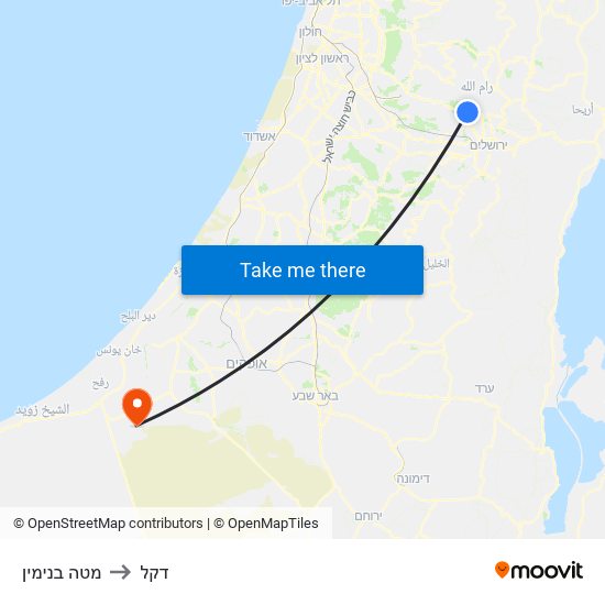 מטה בנימין to דקל map