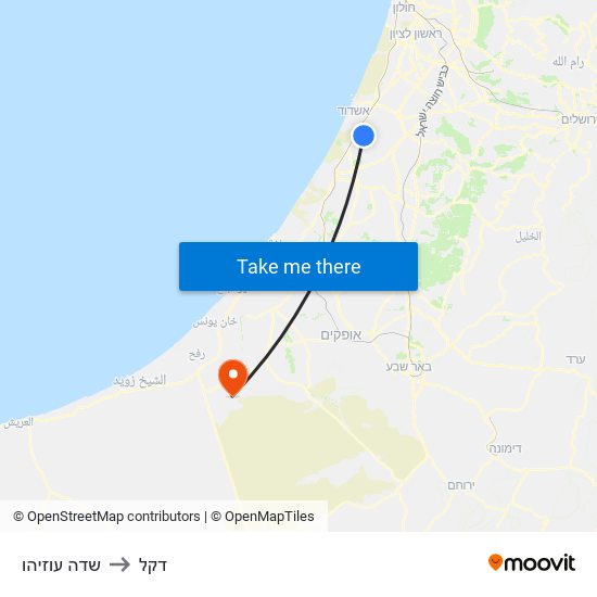 שדה עוזיהו to דקל map