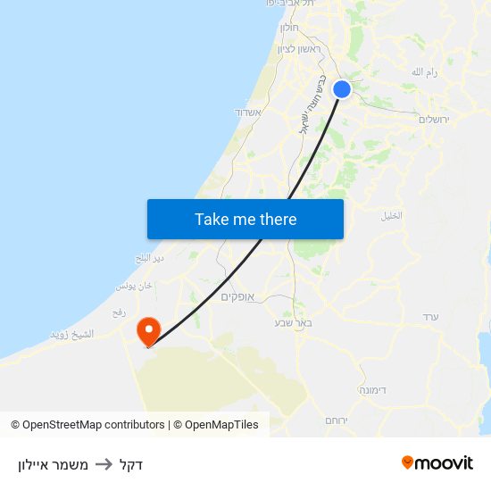 משמר איילון to דקל map