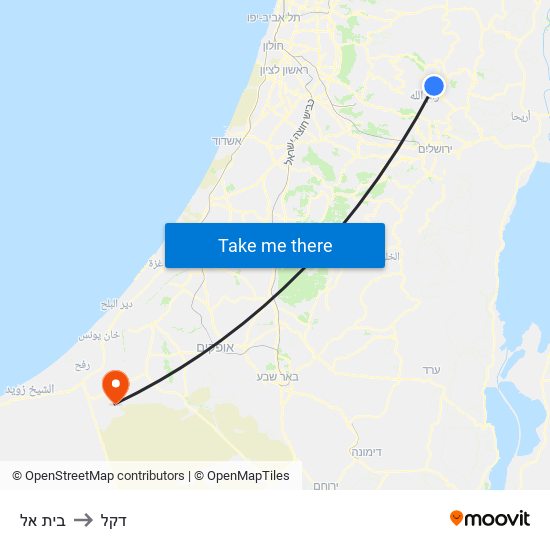 בית אל to דקל map