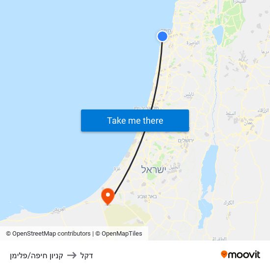 קניון חיפה/פלימן to דקל map