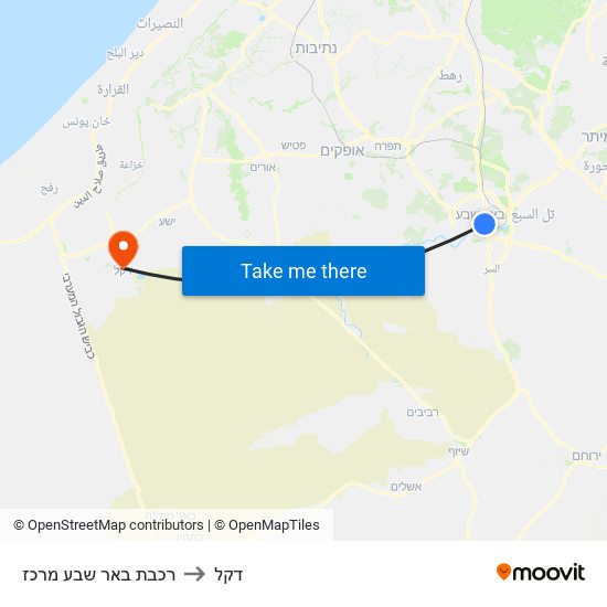 רכבת באר שבע מרכז to דקל map