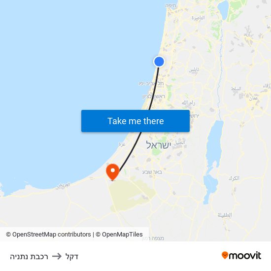 רכבת נתניה to דקל map