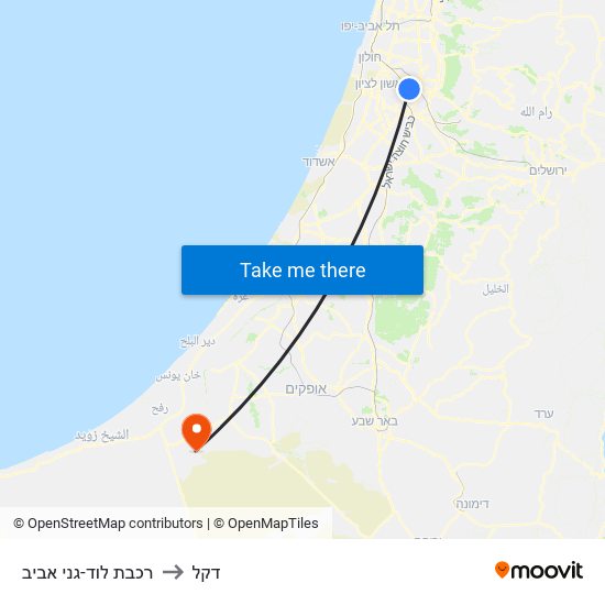 רכבת לוד-גני אביב to דקל map