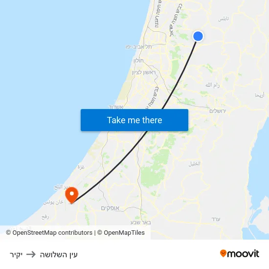 יקיר to עין השלושה map
