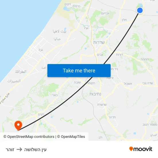 זוהר to עין השלושה map
