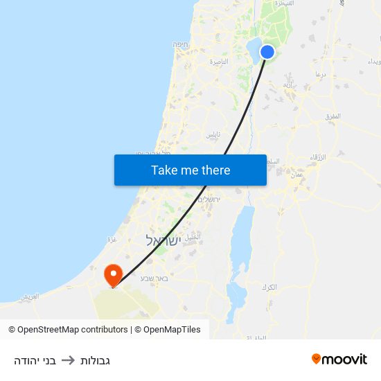 בני יהודה to גבולות map