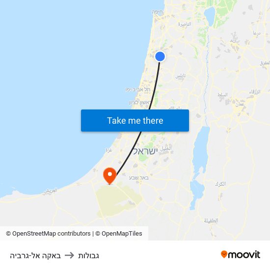 באקה אל-גרביה to גבולות map