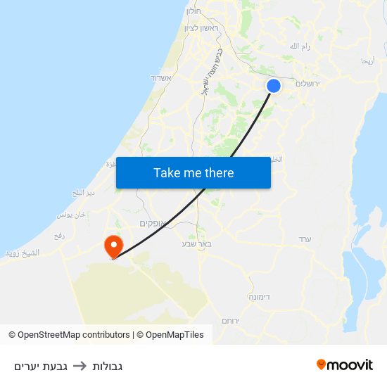 גבעת יערים to גבולות map