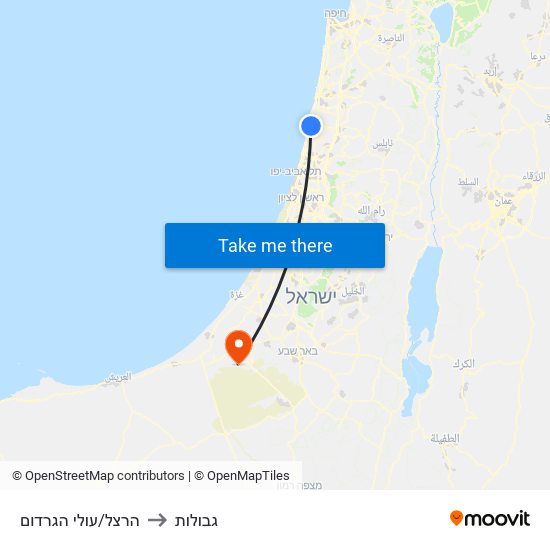 הרצל/עולי הגרדום to גבולות map