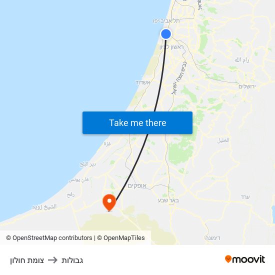 צומת חולון to גבולות map