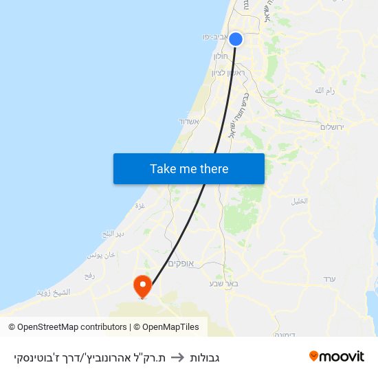 ת.רק''ל אהרונוביץ'/דרך ז'בוטינסקי to גבולות map