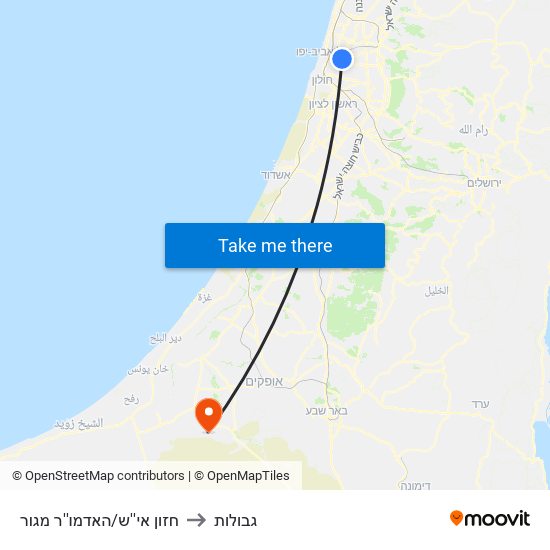 חזון אי''ש/האדמו''ר מגור to גבולות map