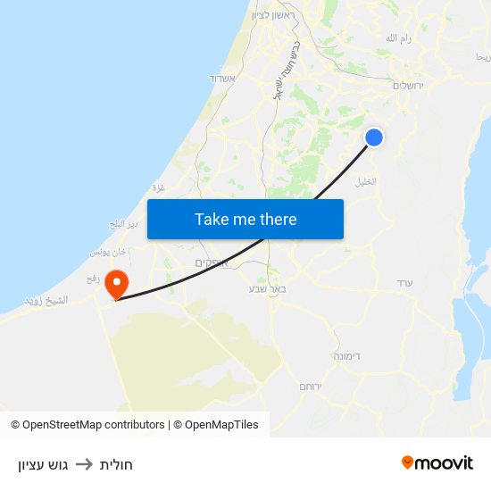 גוש עציון to חולית map