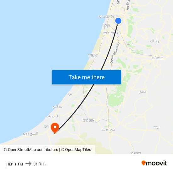 גת רימון to חולית map