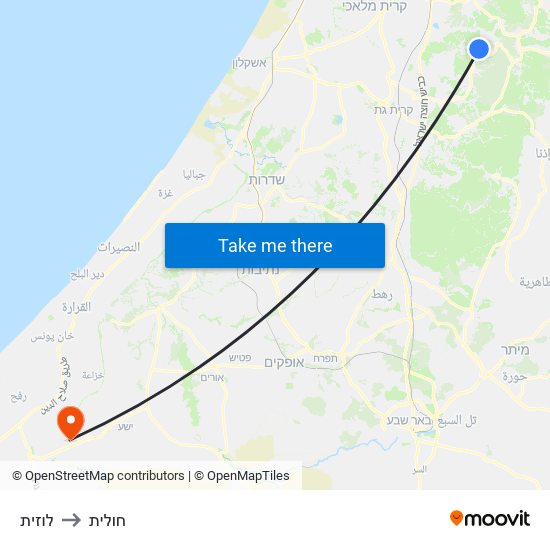 לוזית to חולית map