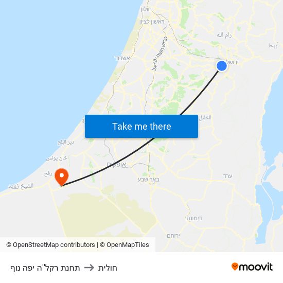 תחנת רקל''ה יפה נוף to חולית map