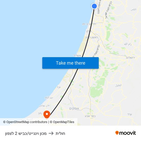 מכון וינגייט/כביש 2 לצפון to חולית map